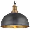 Industville Brooklyn Dome Pendant Light - 8 Inch - Pewter & Brass
