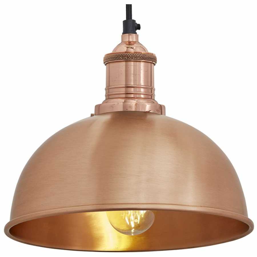 Industville Brooklyn Dome Pendant Light - 8 Inch - Copper - Copper Holder