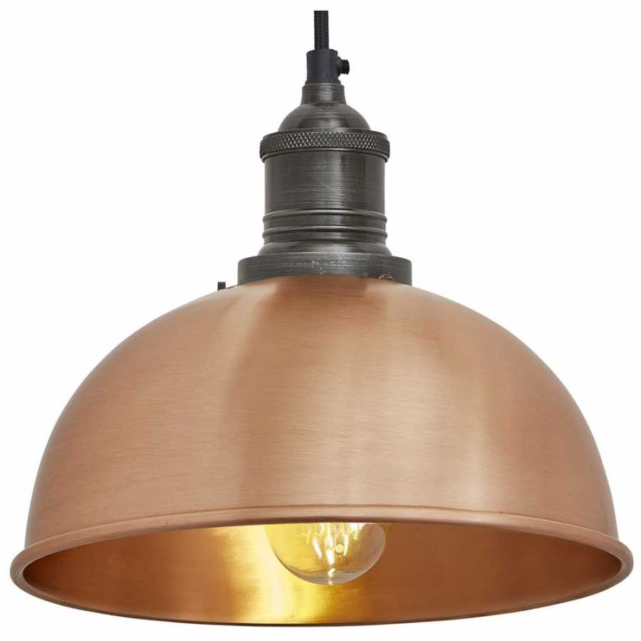 Industville Brooklyn Dome Pendant Light - 8 Inch - Copper - Pewter Holder