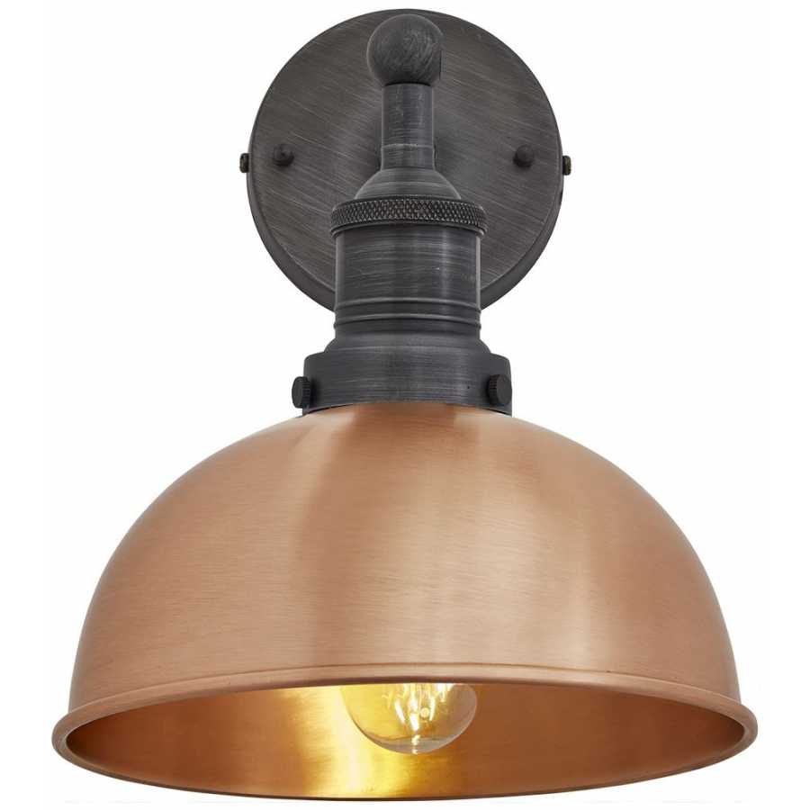 Industville Brooklyn Dome Wall Light - 8 Inch - Copper - Copper Holder