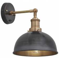 Industville Brooklyn Dome Wall Light - 8 Inch - Pewter