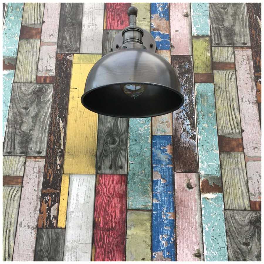 Industville Brooklyn Dome Wall Light - 8 Inch - Pewter - Pewter Holder