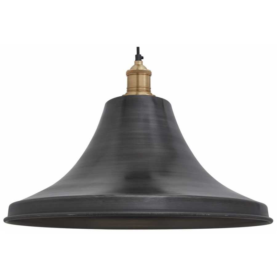 Industville Brooklyn Giant Bell Pendant Light - 20 Inch - Pewter - Brass Holder