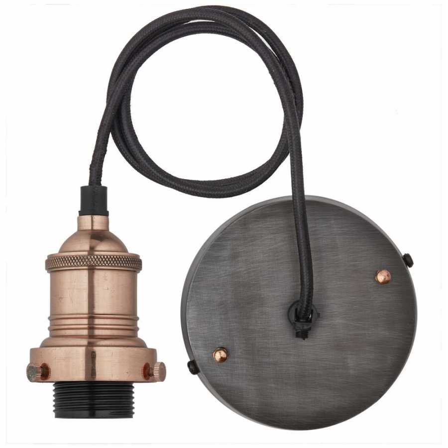 Industville Brooklyn Giant Bell Pendant Light - 20 Inch - Pewter - Copper Holder