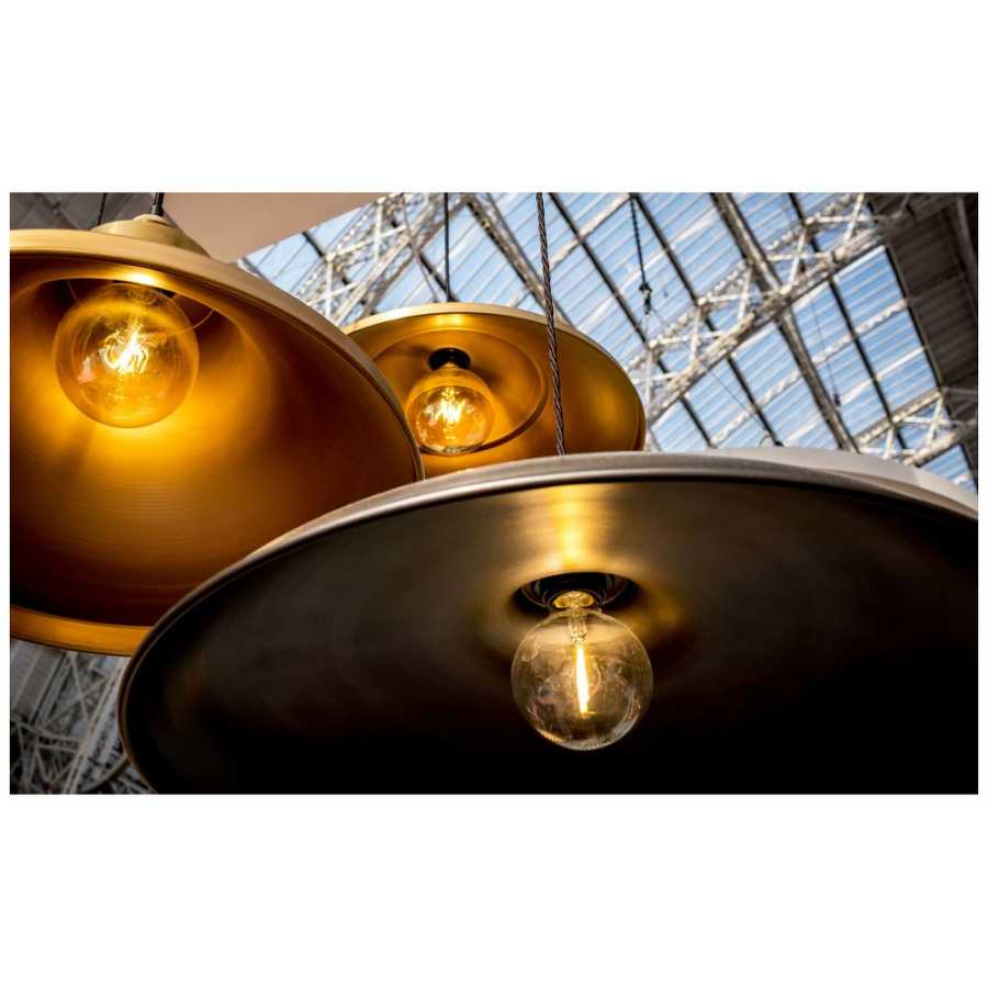 Industville Brooklyn Giant Bowl Pendant Light - 24 Inch - Pewter - Copper Holder