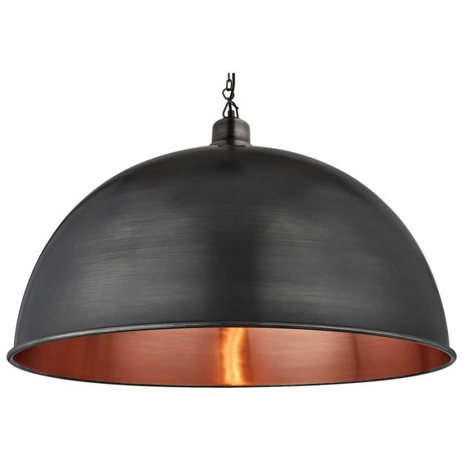 Industville Brooklyn Giant Dome Pendant Light With Chain - 24 Inch - Pewter & Copper