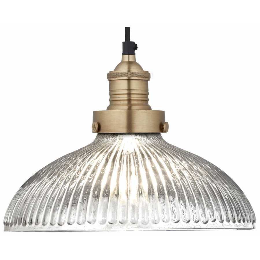 Industville Brooklyn Glass Dome Pendant Light - 12 Inch - Brass Holder