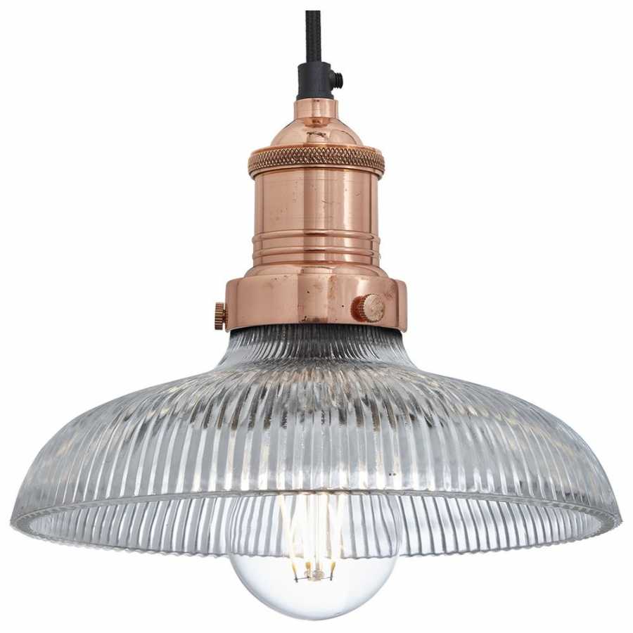 Industville Brooklyn Glass Dome Pendant Light - 8 inch  - Copper Holder