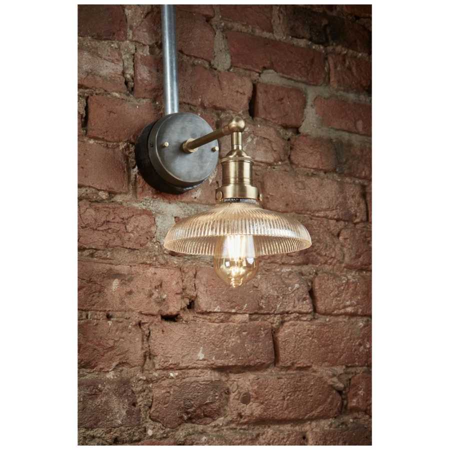 Industville Brooklyn Glass Dome Wall Light - 8 inch  - Brass Holder