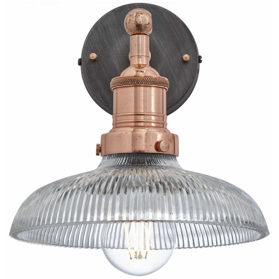 Industville Brooklyn Glass Dome Wall Light - 8 inch  - Copper Holder