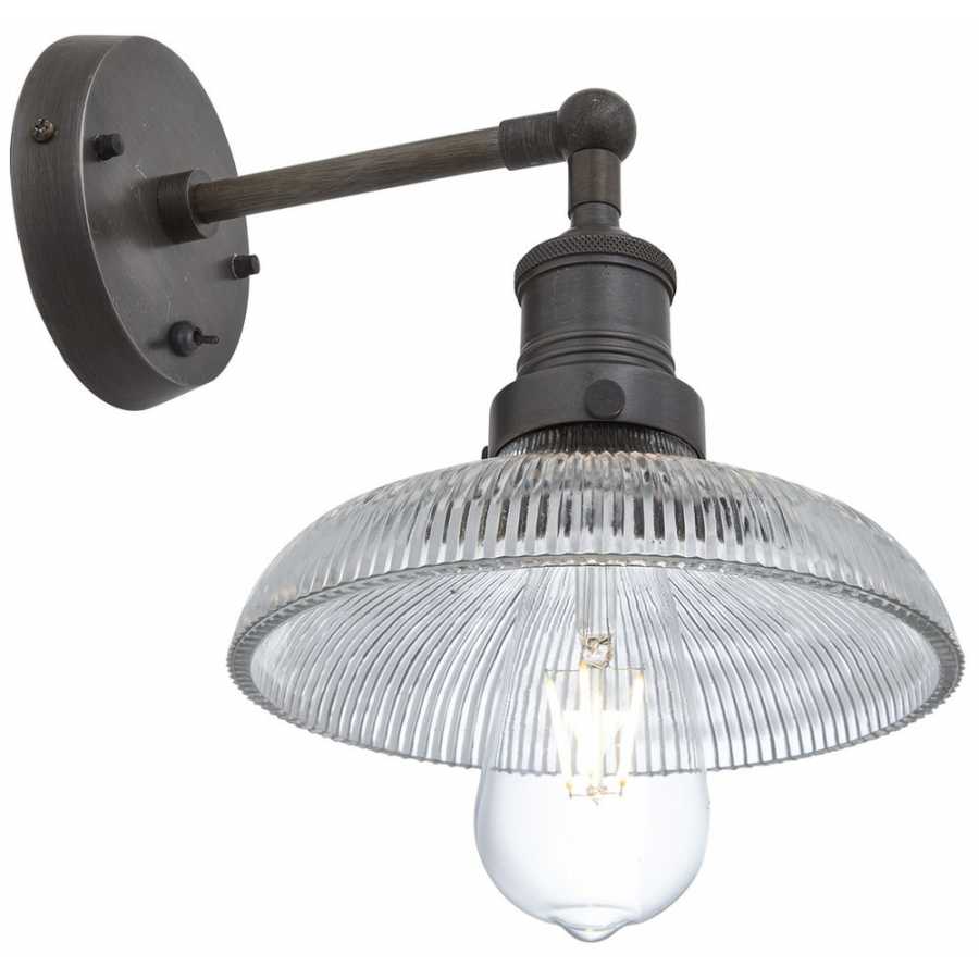 Industville Brooklyn Glass Dome Wall Light - 8 inch  - Pewter Holder