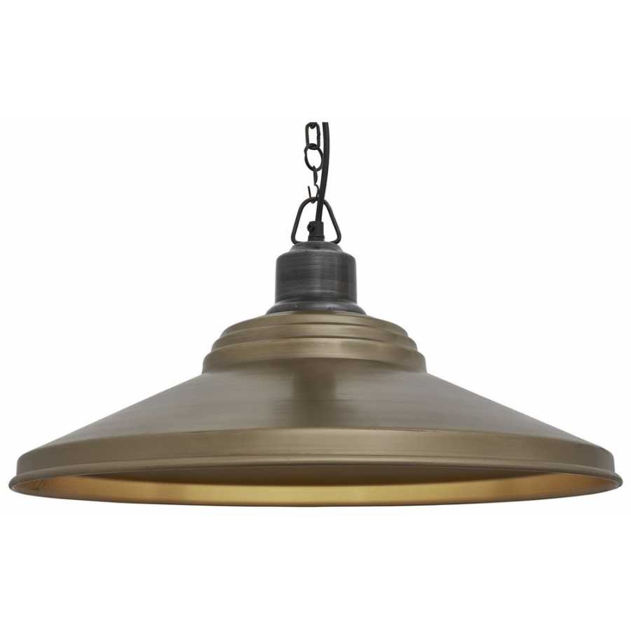 Industville Brooklyn Giant Step Pendant Light With Chain - 18 Inch - Brass