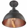 Industville Brooklyn Outdoor & Bathroom Dome Flush Mount - 13 Inch - Pewter & Copper