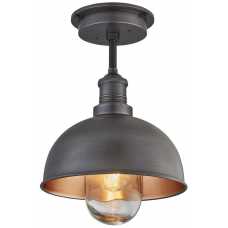 Industville Brooklyn Outdoor & Bathroom Dome Flush Mount - 8 Inch - Pewter & Copper