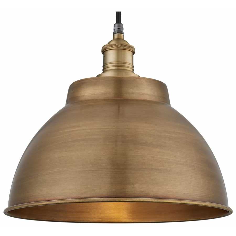 Industville Brooklyn Outdoor & Bathroom Globe Dome Pendant Light - 13 Inch - Brass - Brass Holder