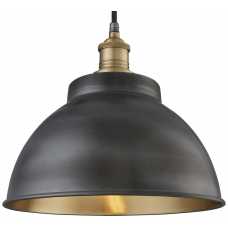 Industville Brooklyn Outdoor & Bathroom Globe Dome Pendant Light - 13 Inch - Pewter & Brass