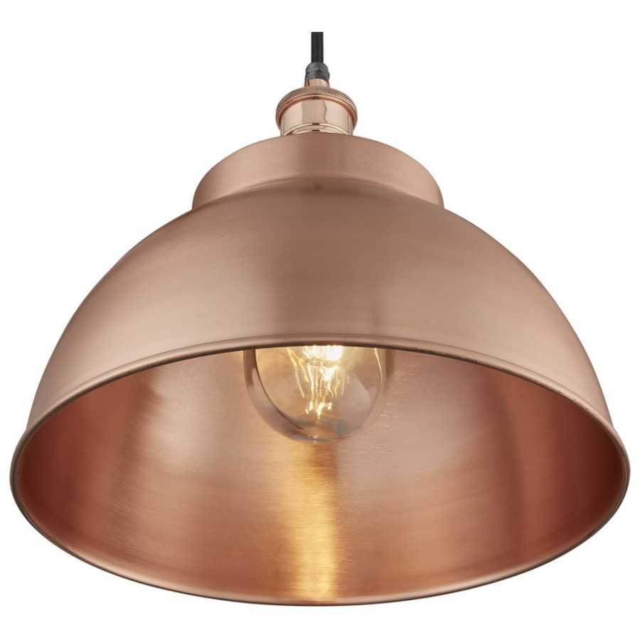 Industville Brooklyn Outdoor & Bathroom Dome Pendant Light - 13 Inch - Copper - Copper Holder
