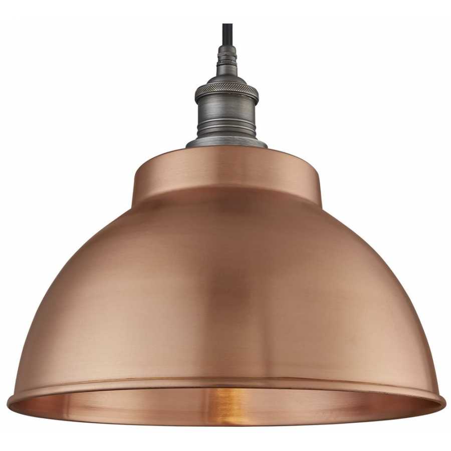Industville Brooklyn Outdoor & Bathroom Globe Dome Pendant Light - 13 Inch - Copper - Pewter Holder
