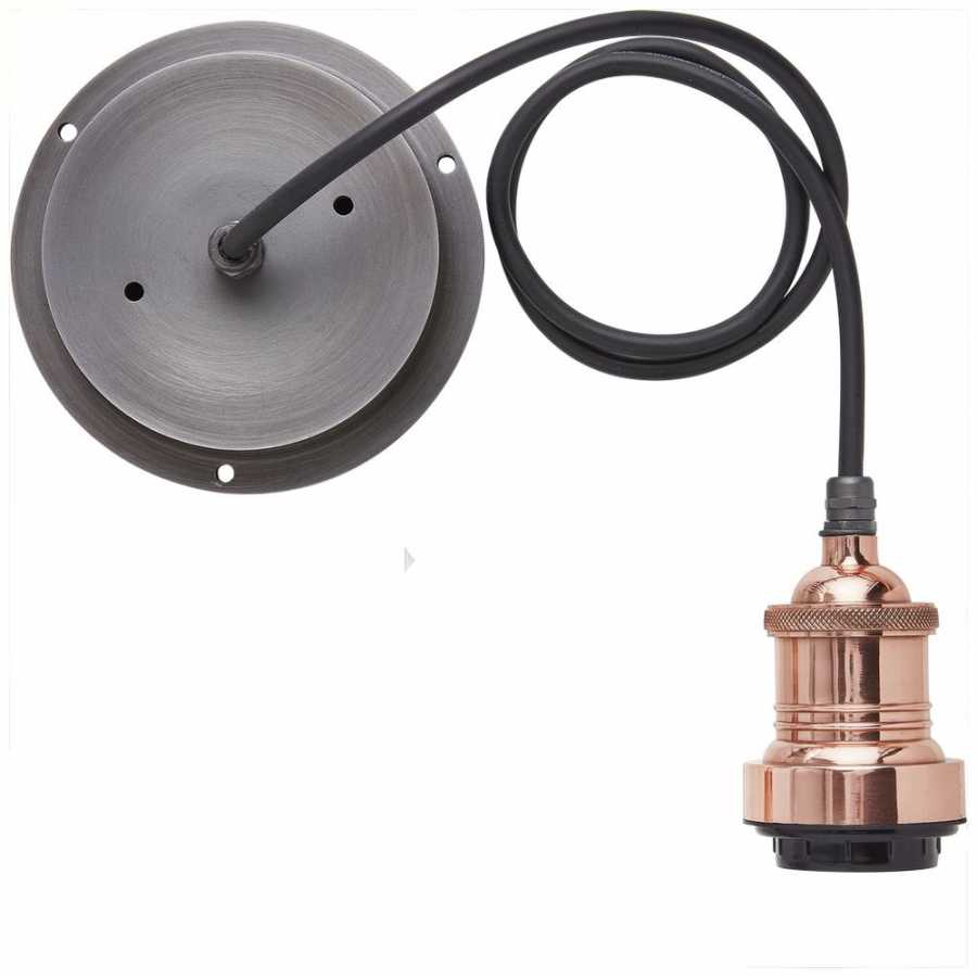 Industville Brooklyn Outdoor & Bathroom Globe Dome Pendant Light - 13 Inch - Pewter & Copper - Copper Holder