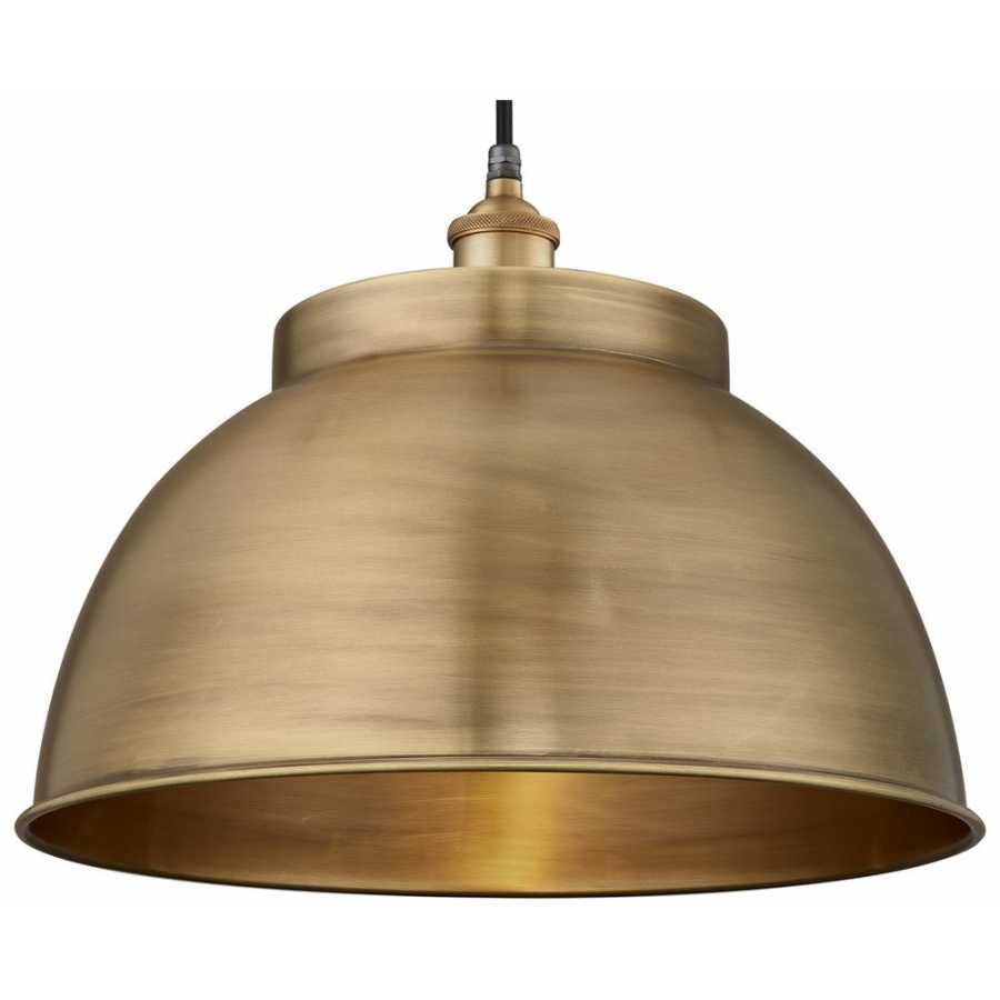 Industville Brooklyn Outdoor & Bathroom Globe Dome Pendant Light - 17 Inch - Brass - Brass Holder