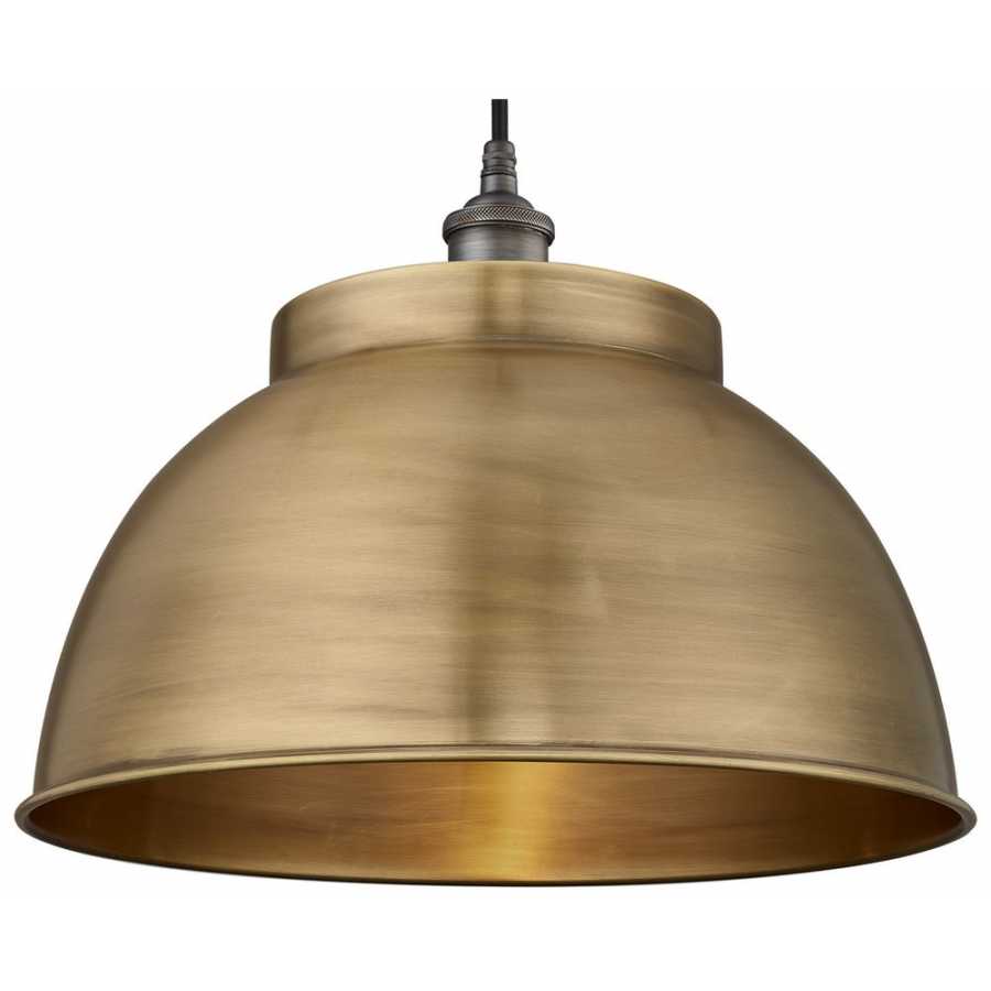 Industville Brooklyn Outdoor & Bathroom Globe Dome Pendant Light - 17 Inch - Brass - Pewter Holder