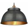 Industville Brooklyn Outdoor & Bathroom Globe Dome Pendant Light - 17 Inch - Pewter & Brass