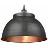 Industville Brooklyn Outdoor & Bathroom Globe Dome Pendant Light - 17 Inch - Pewter & Copper