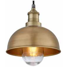 Industville Brooklyn Outdoor & Bathroom Dome Pendant Light - 8 Inch - Brass