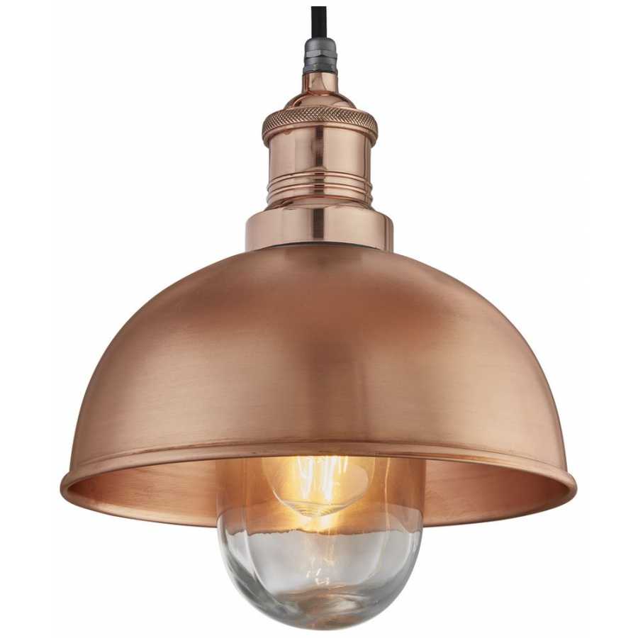 Industville Brooklyn Outdoor & Bathroom Dome Pendant Light - 8 Inch - Copper - Copper Holder