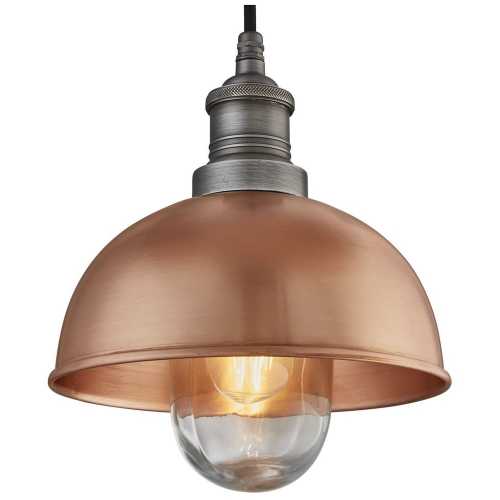 Industville Brooklyn Outdoor & Bathroom Dome Pendant Light - 8 Inch - Copper
