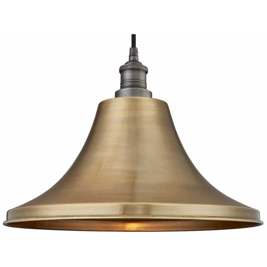 Industville Brooklyn Outdoor & Bathroom Globe Giant Bell Pendant Light - 20 Inch - Brass - Pewter Holder