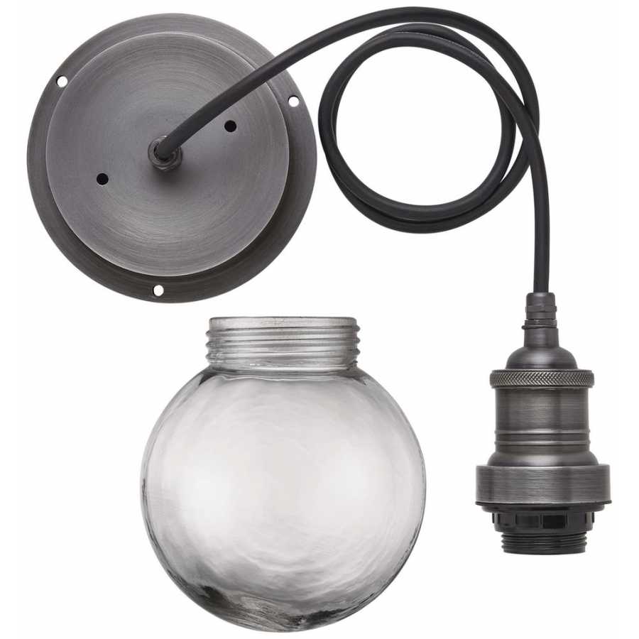 Industville Brooklyn Outdoor & Bathroom Globe Giant Bell Pendant Light - 20 Inch - Brass - Pewter Holder