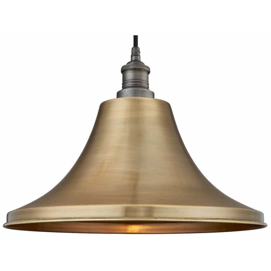 Industville Brooklyn Outdoor & Bathroom Giant Bell Pendant Light - 20 Inch - Brass - Pewter Holder