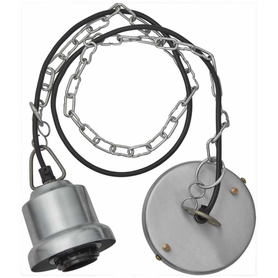 Industville Brooklyn Caged Step Pendant Light With Chain - 16 Inch - Light Pewter - Light Pewter Chain Holder