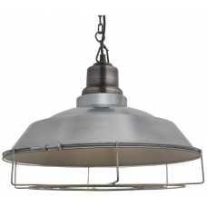 Industville Brooklyn Caged Step Pendant Light With Chain - 16 Inch - Light Pewter