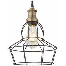 Industville Brooklyn Wire Cage Pendant Light - 8 Inch - Pewter Shade - Rose