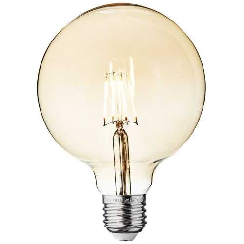 Industville Vintage Edison Globe Old Filament Dimmable LED Light Bulb - E27 5W G125 - Amber