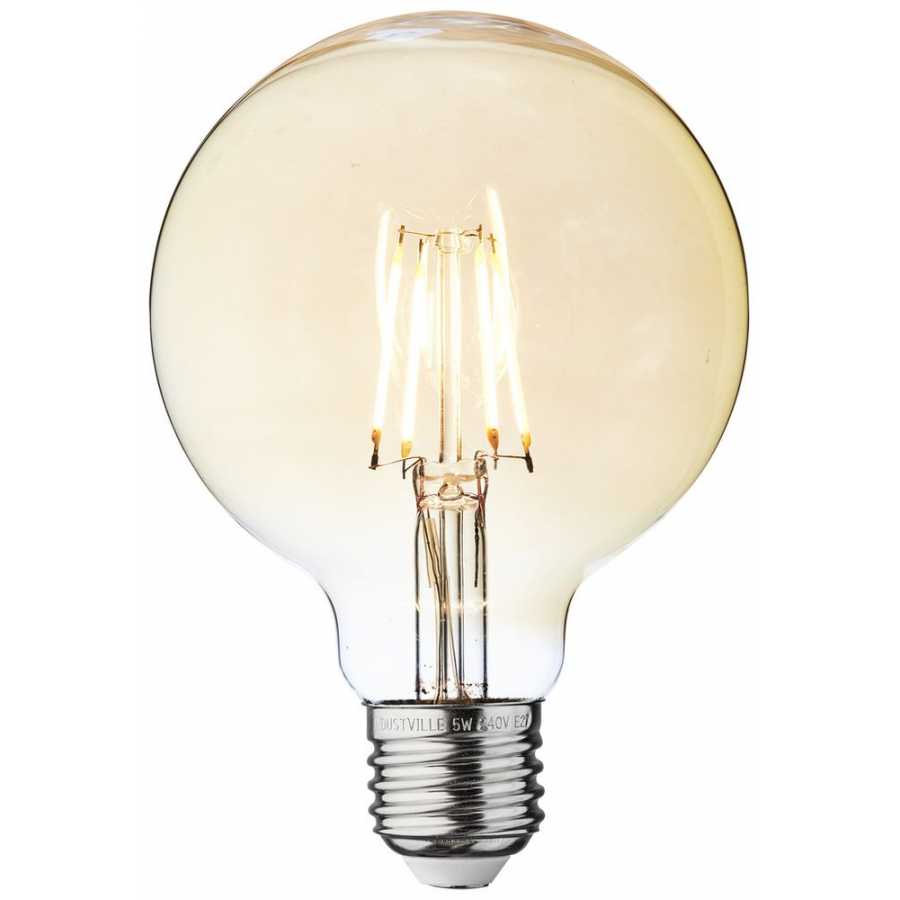 Industville Vintage Dimmable LED Edison Bulb Old Filament Lamp - 5W E27 Small Globe G95 - Amber