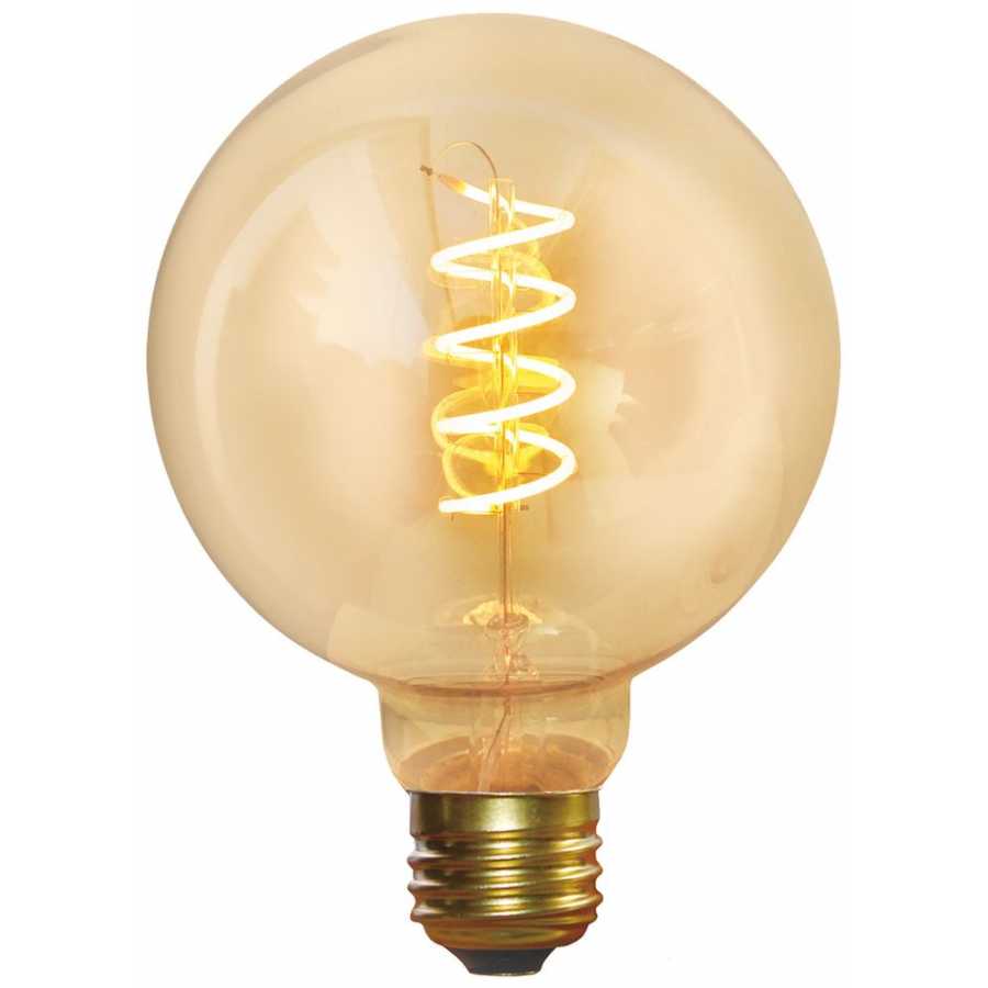 Industville Vintage Spiral Dimmable LED Edison Bulb Old Filament Lamp - 5W E27 Small Globe G95 - Amber