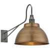 Industville Long Arm Dome Wall Light - 13 Inch - Brass