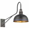 Industville Long Arm Dome Wall Light - 8 Inch - Pewter & Brass
