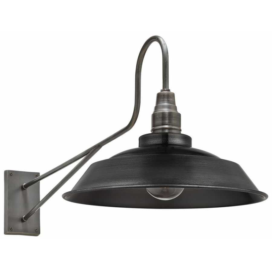 Industville Long Arm Step Wall Light - 16 Inch - Pewter