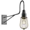 Industville Long Arm Wire Cage Wall Light - 4 Inch - Brass