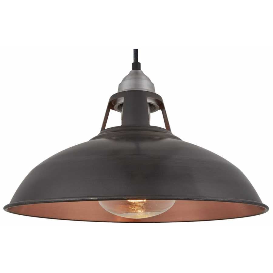 Industville Old Factory Slotted Heat Pendant Light - 15 Inch - Pewter & Copper