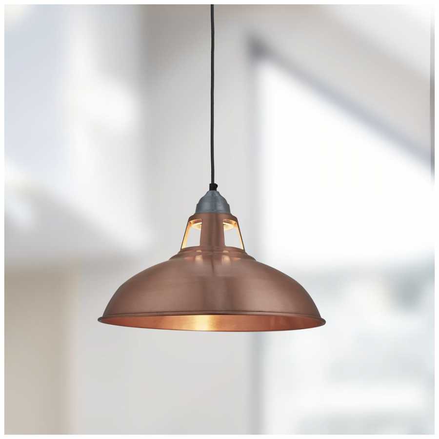 Industville Old Factory Slotted Pendant Light - 15 Inch - Copper