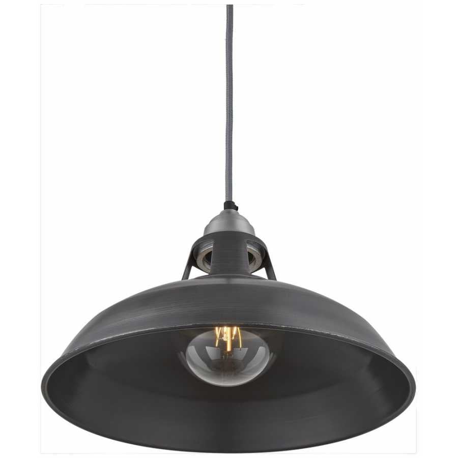 Industville Old Factory Slotted Pendant Light - 15 Inch - Pewter
