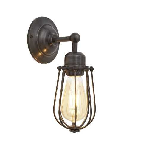 Industville Orlando Wire Cage Wall Light - 4 Inch - Pewter