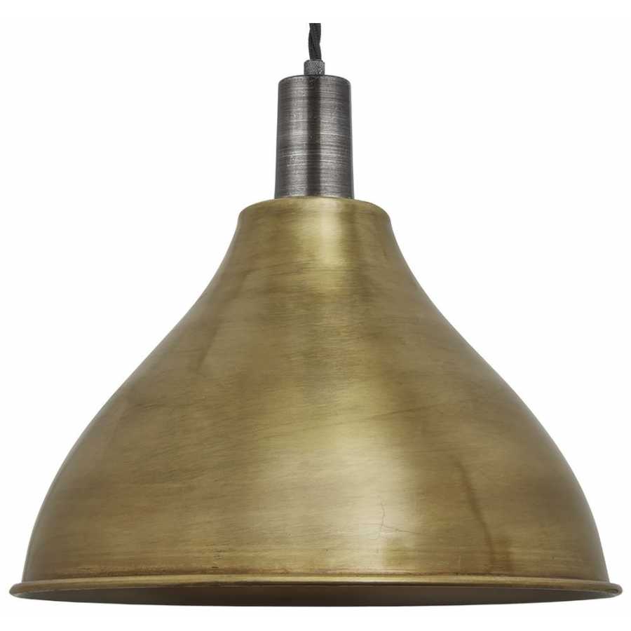 Industville Sleek Cone Pendant Light - 12 Inch - Brass - Pewter Holder