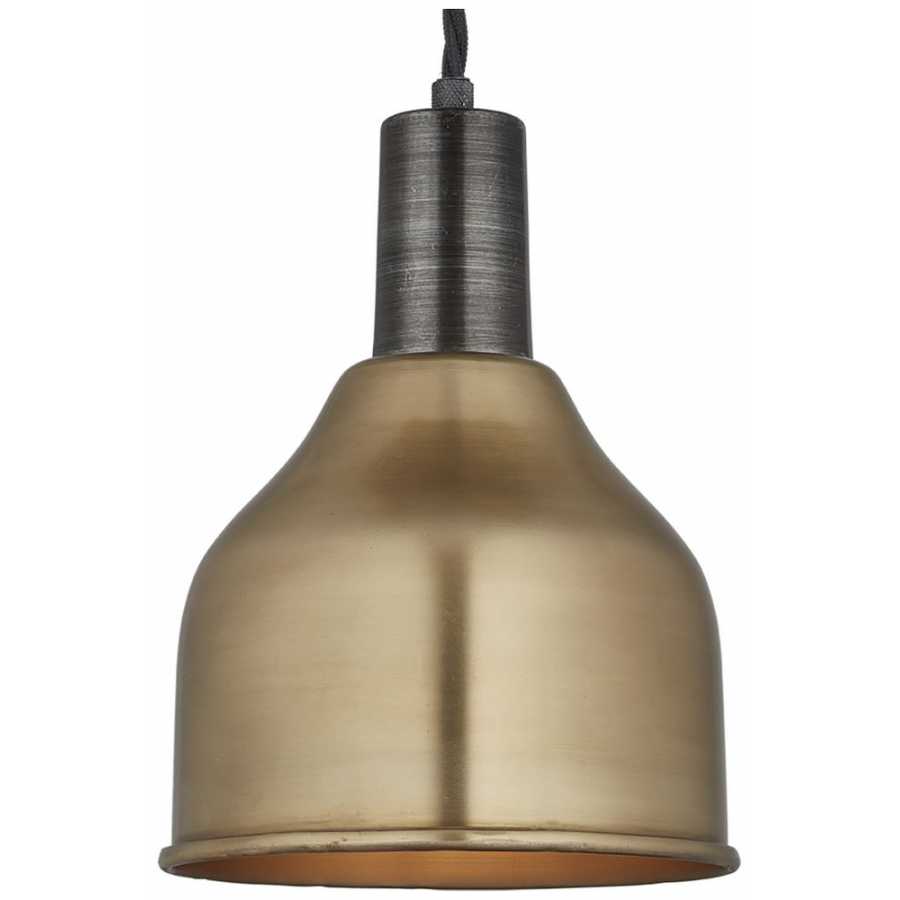 Industville Sleek Cone Pendant Light - 7 Inch - Brass  - Pewter Holder