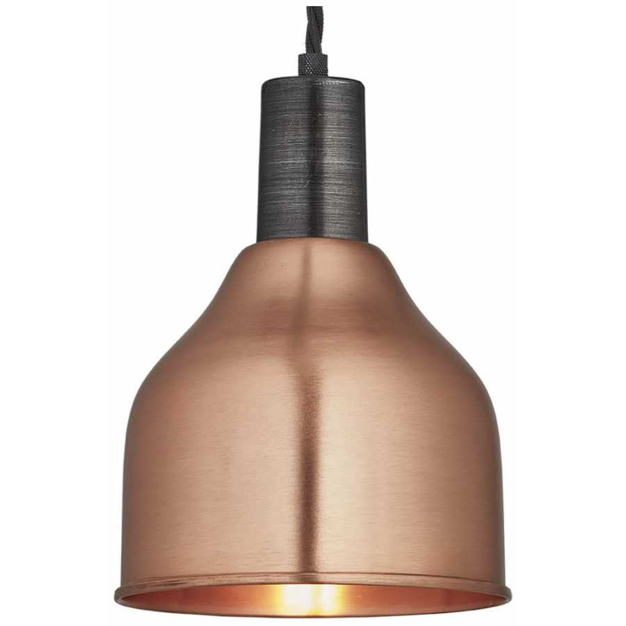 Industville Sleek Cone Pendant Light - 7 Inch - Copper - Pewter Holder